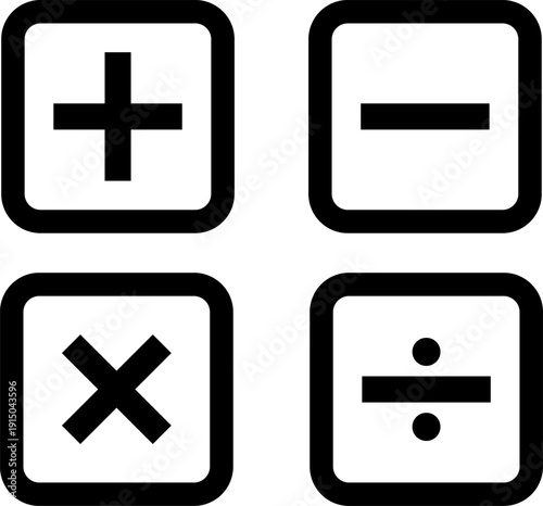 Basic mathematical operation symbols in modern design