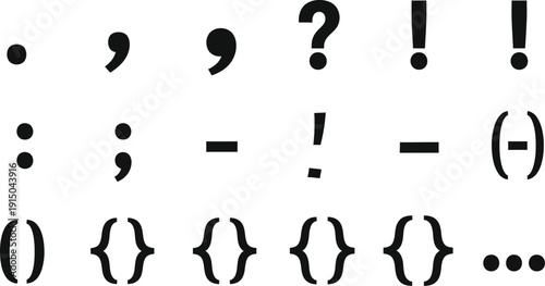 Symbol icons set. Punctuation marks including quotation marks, an exclamation point, and a question mark.