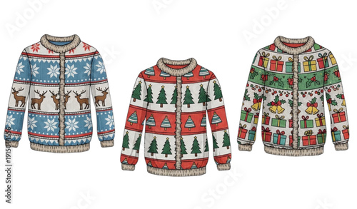 Cozy knitted Christmas jumper holiday vector illustration