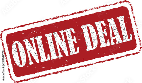 Red online deal stamp for e-commerce promotions and discounts