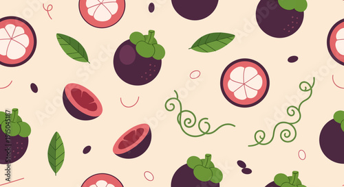 Fresh Mulberries and Leaves Pattern for Food and Nature Design