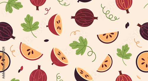 Pattern of beets and leaves for food and culinary design