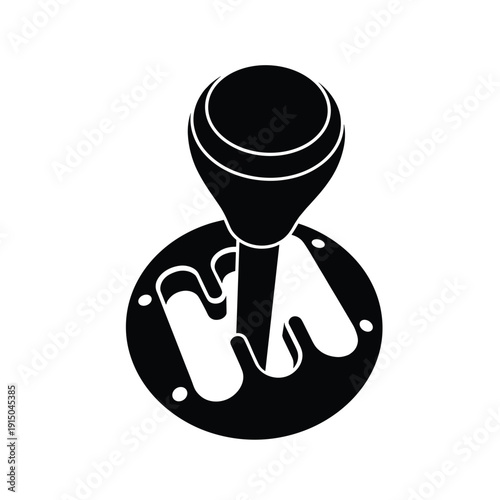 Car gear shift icon, manual transmission, isolated black vector illustration