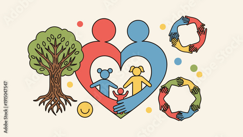 Family Love Tree and Hands Symbolizing Unity and Growth.