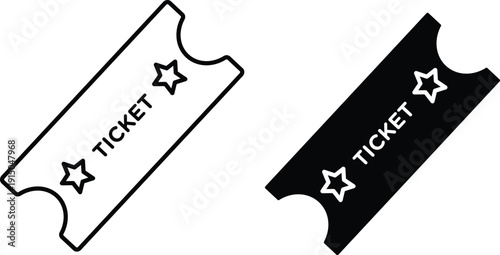 ticket icon vector graphic illustration  with white background flat hand made icon fill icon .