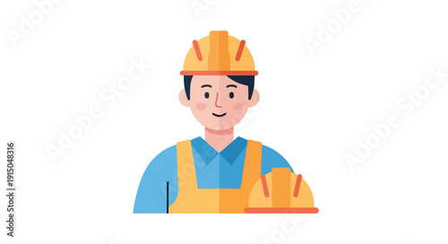 Construction Worker with Safety Helmet and Vest