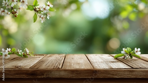 Spring Blossoms on a Wooden Table