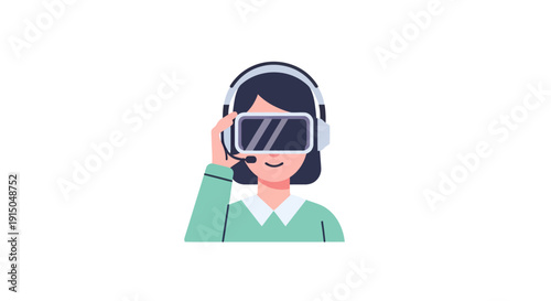 Woman Using Virtual Reality Headset for Immersive Experience