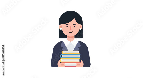 Student Girl Holding Books, Education and Learning Concept