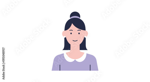 Smiling Woman with Dark Hair and Elegant Hair Bun