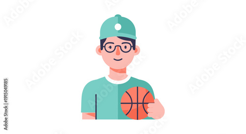 Young Boy Holding Basketball in Sports Gear