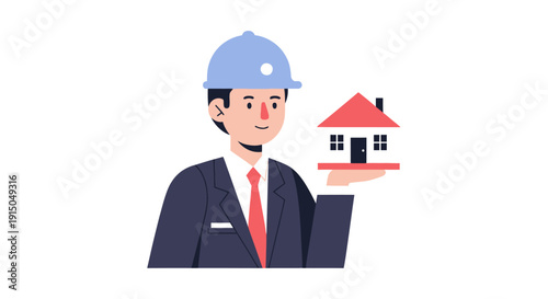Businessman Holding a House Model in Hand