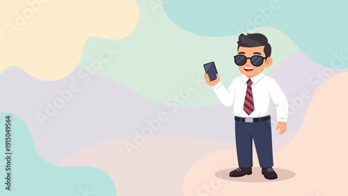 Man in Suit Taking Selfie with Smartphone.
