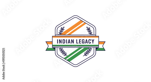 Indian Legacy Emblem with Tricolor Colors and Laurel Wreath