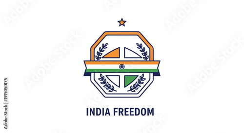 India Freedom Emblem with Flag and Laurel Wreath