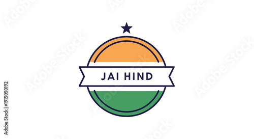 Jai Hind Emblem with Saffron, White, and Green Colors, Patriotic Symbol of India