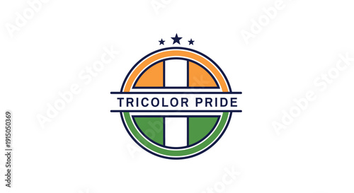 Colorful Triangular Pride Flag with Circular Emblem