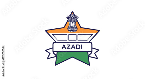Indian Police Badge With Azadi Insignia and Emblem
