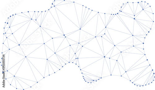 Network nodes and connecting lines abstract wireframe structure