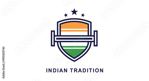 Indian Tradition Emblem with Patriotic Colors and Stars