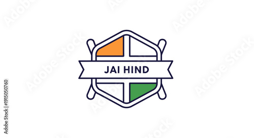 Jai Hind Emblem with Indian Flag Colors and Shield Design