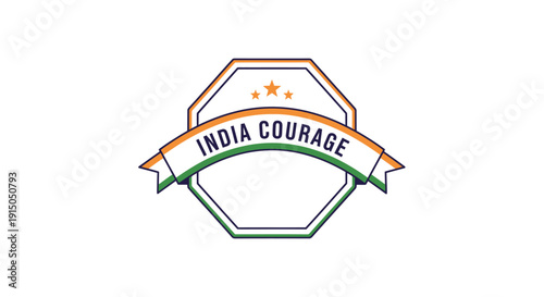 India Courage Badge with Flag Banner and Emblem