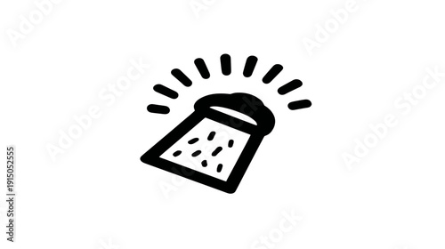 A black and white illustration of a grater with radiating lines. It's a culinary icon