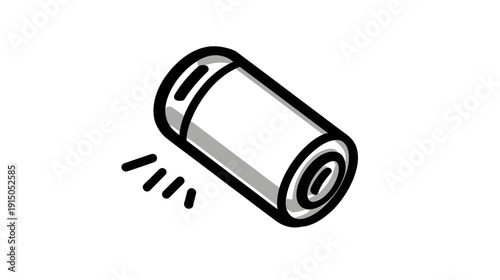 A stylized illustration of a cylindrical object with a black outline and gray shadows