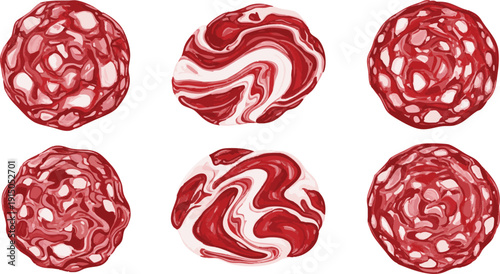 Red Abstract Biological Cells or Virus Particles Set – Medical Science Vector Illustration