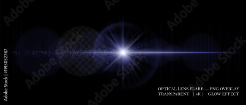 Bright optical lens flare with glowing particles, smooth reflections, and soft transparency. Perfect for overlays, highlights, and digital effects.
