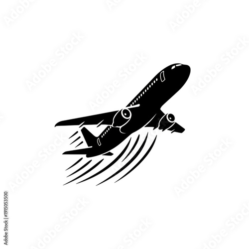 Modern jet airplane taking off rapidly vector image representing air freight logistics international travel aviation speed and global export transportation services
