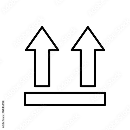 A standard vector image illustrating the "This Side Up" orientation symbol with two arrows and a horizontal base for shipping instructions.