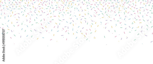Colorful sprinkles banner background, colorful falling decorative sprinkles background