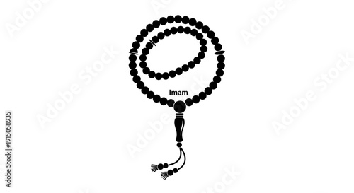 Black Prayer Beads on White Background 6.