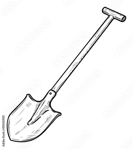 Classic hand drawn shovel for gardening and construction tasks providing a useful tool visual for various project requirements and educational materials