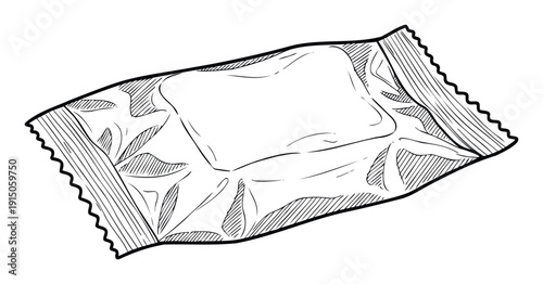 Delightful wrapped candy bar with crinkled packaging suitable for various food industry promotions, grocery store visuals, or sweet snack advertisements