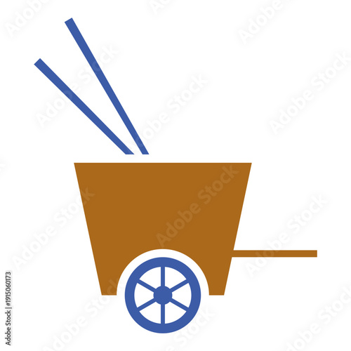 Traditional Street Food Cart with Noodle Sticks on Transparent Background