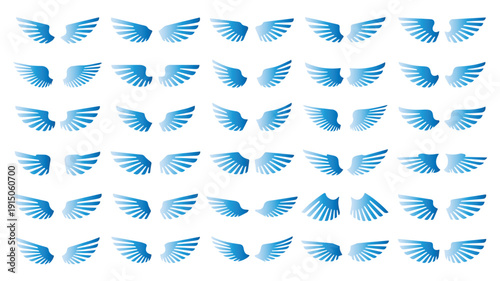 Collection of Blue Angel Wings in Various Poses