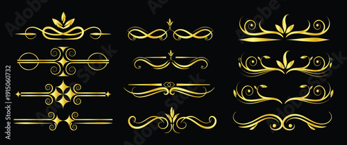 Vintage ornate fleur de lis vector set with floral scroll frame, decorative border elements, seamless retro pattern and elegant calligraphic wedding label design