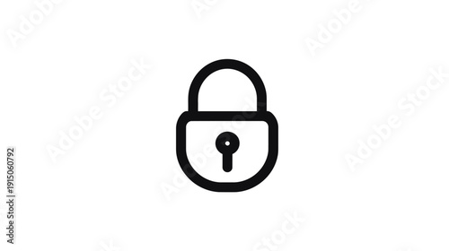 Black graphic of a padlock icon. It sits centered on a white background with rounded edges