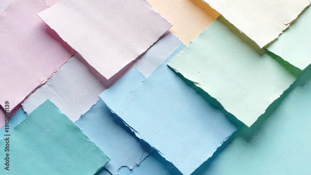 Fototapeta premium Pastel Paper Sheets Arranged in an Overlapping Pattern Creating an Abstract Design