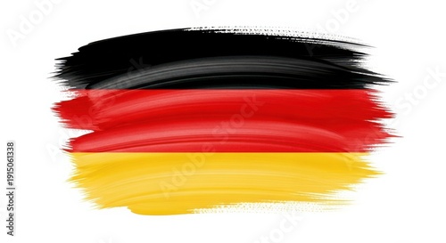 Abstract German Flag Brush Strokes White Background