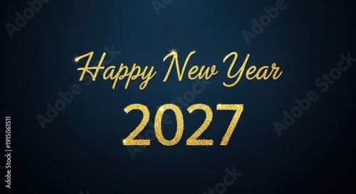 Golden Glitter Happy New Year 2027 Text