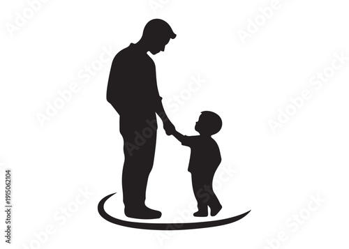 father's with children logo silhouette vector, fatherhood silhouette vector illustration, father and son logo silhouette, happy fathers day logo vector silhouette on white background