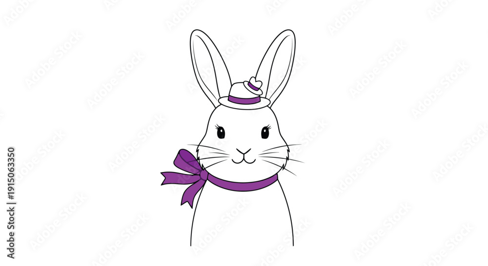Obraz premium Easter Bunny with purple hat and scarf