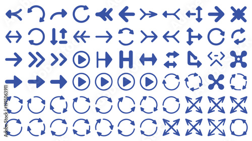 Collection of Blue Arrows Pointing in Various Directions