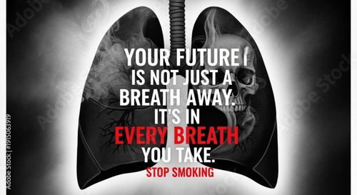 Anatomical lungs illustration with anti smoking message stop smoking campaign healthy lifestyle promotion human anatomy education quit smoking awareness