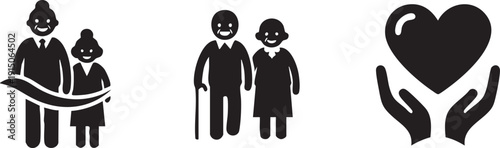 Senior Couple Old Couple Elder Care Icons