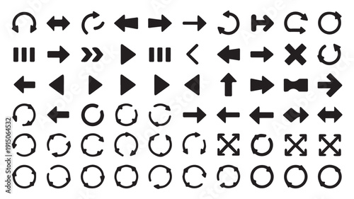 Comprehensive Collection of Vector Arrows and Refresh Icons for Digital Interface Design