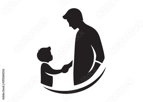 father's with children logo silhouette vector, fatherhood silhouette vector illustration, father and son logo silhouette, happy fathers day logo vector silhouette on white background